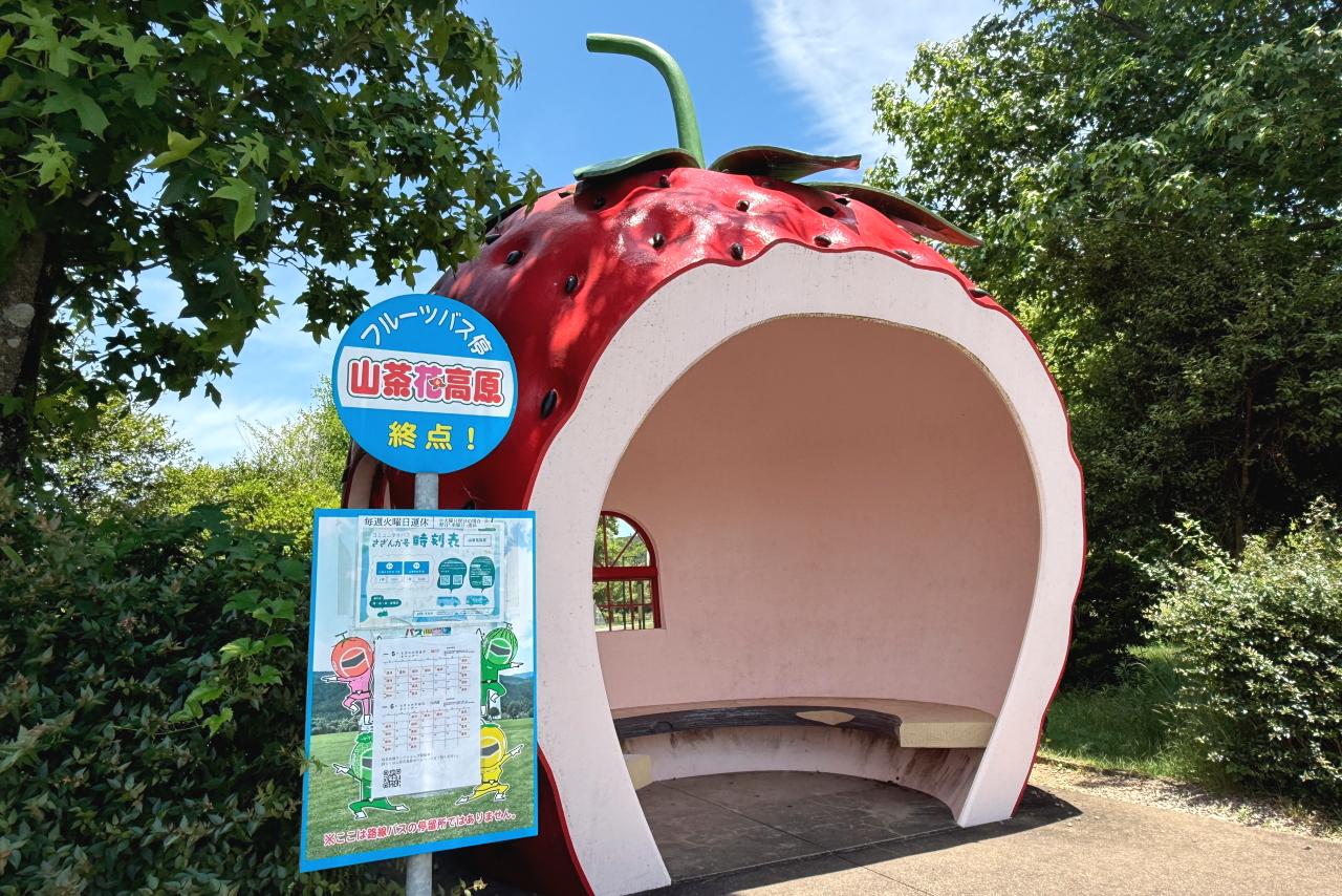 いちごのフルーツバス停をパチリ！-0