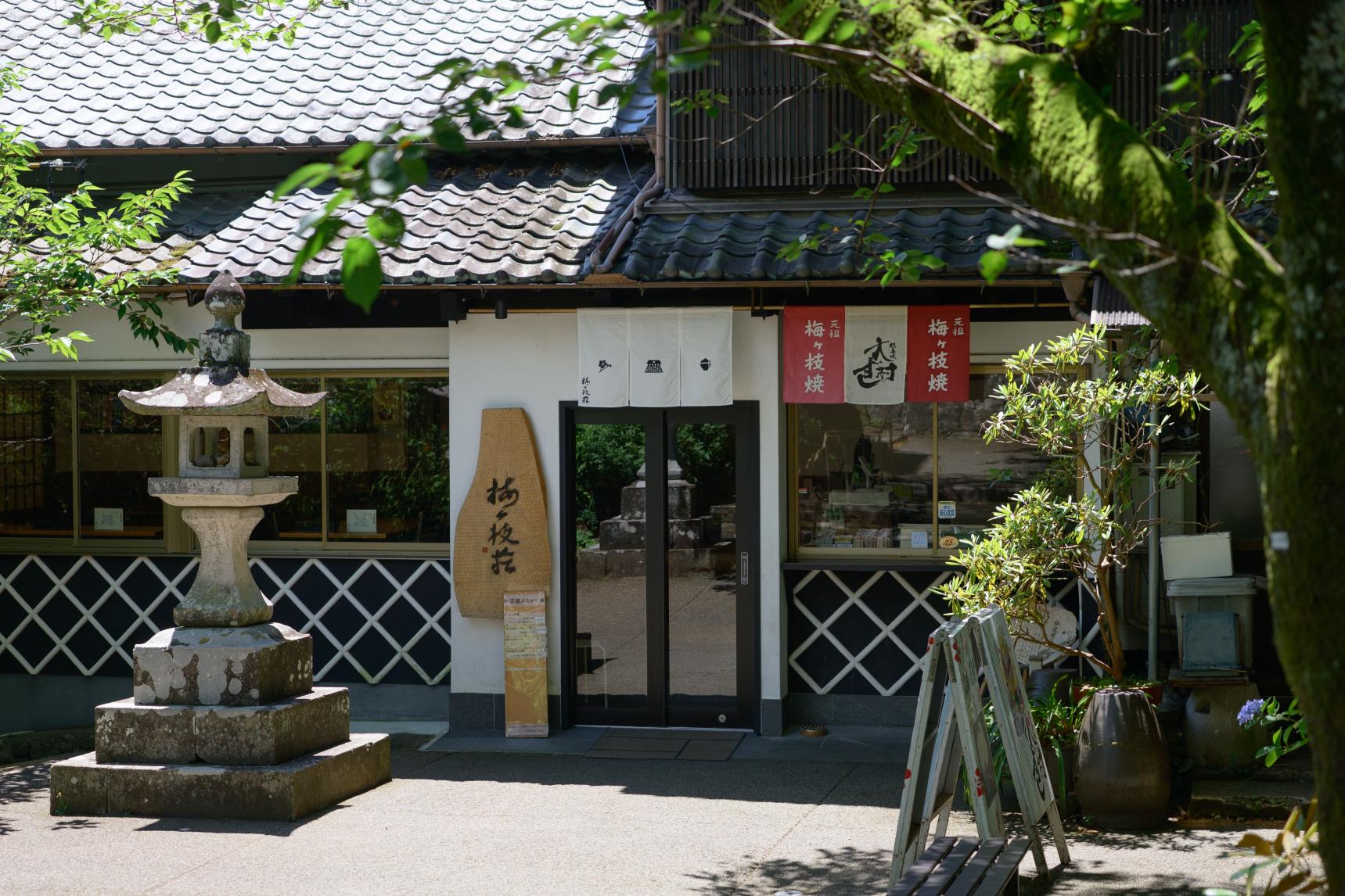 公園の中心、玖島城跡へ。焼きたて梅ヶ枝餅でひと休み♪-1