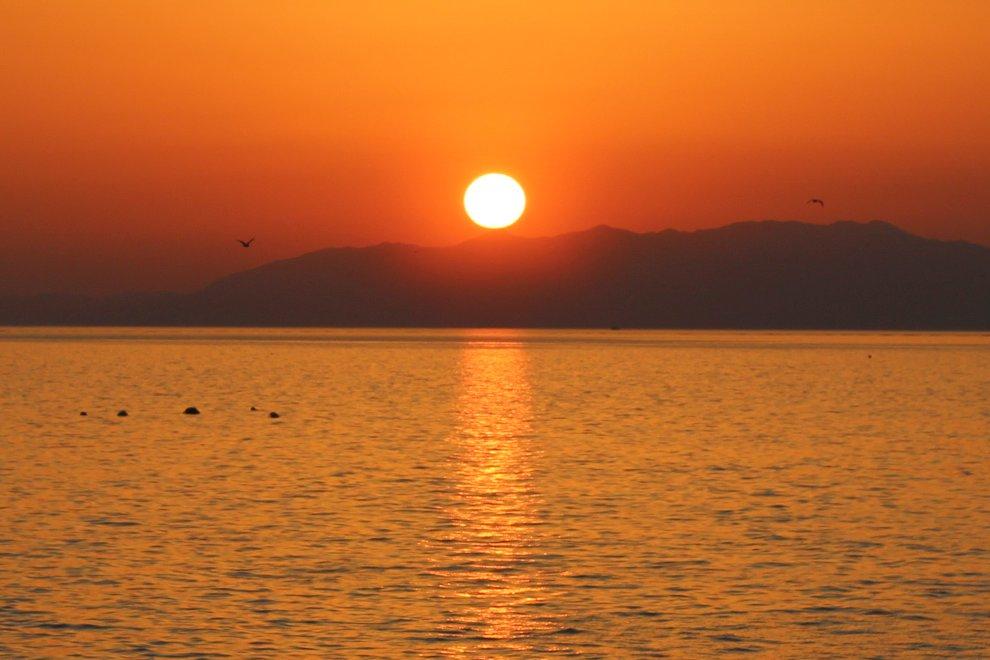 ◆ラストは小浜温泉の夕日-0