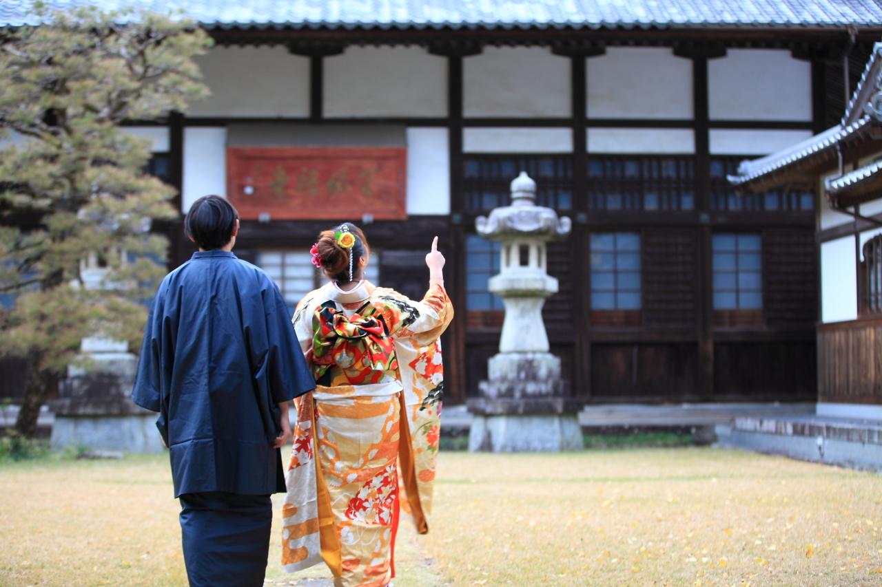 天祐寺の境内で着物姿を撮ってみた-1