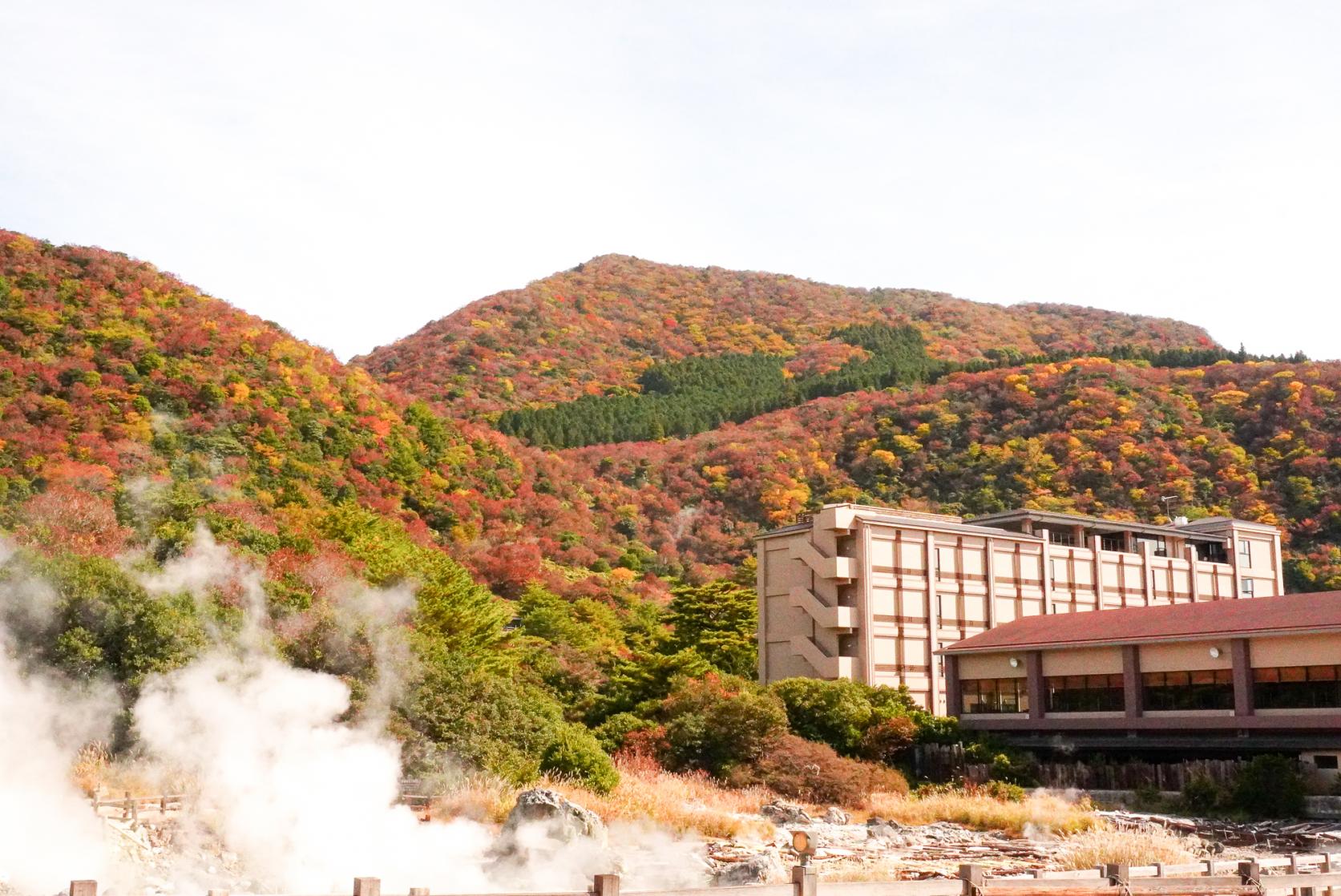 雲仙温泉街の紅葉も-0