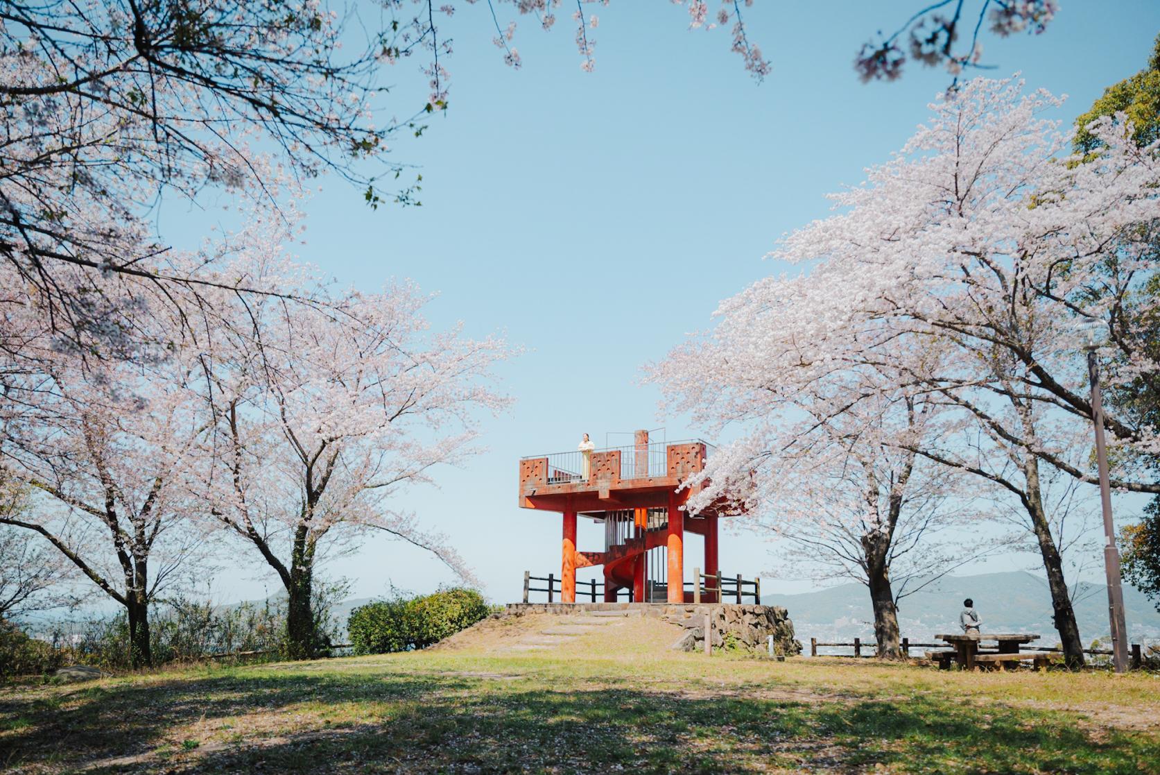 佐世保の街を一望できる高台！桜と展望塔が映える【天神山公園】-0