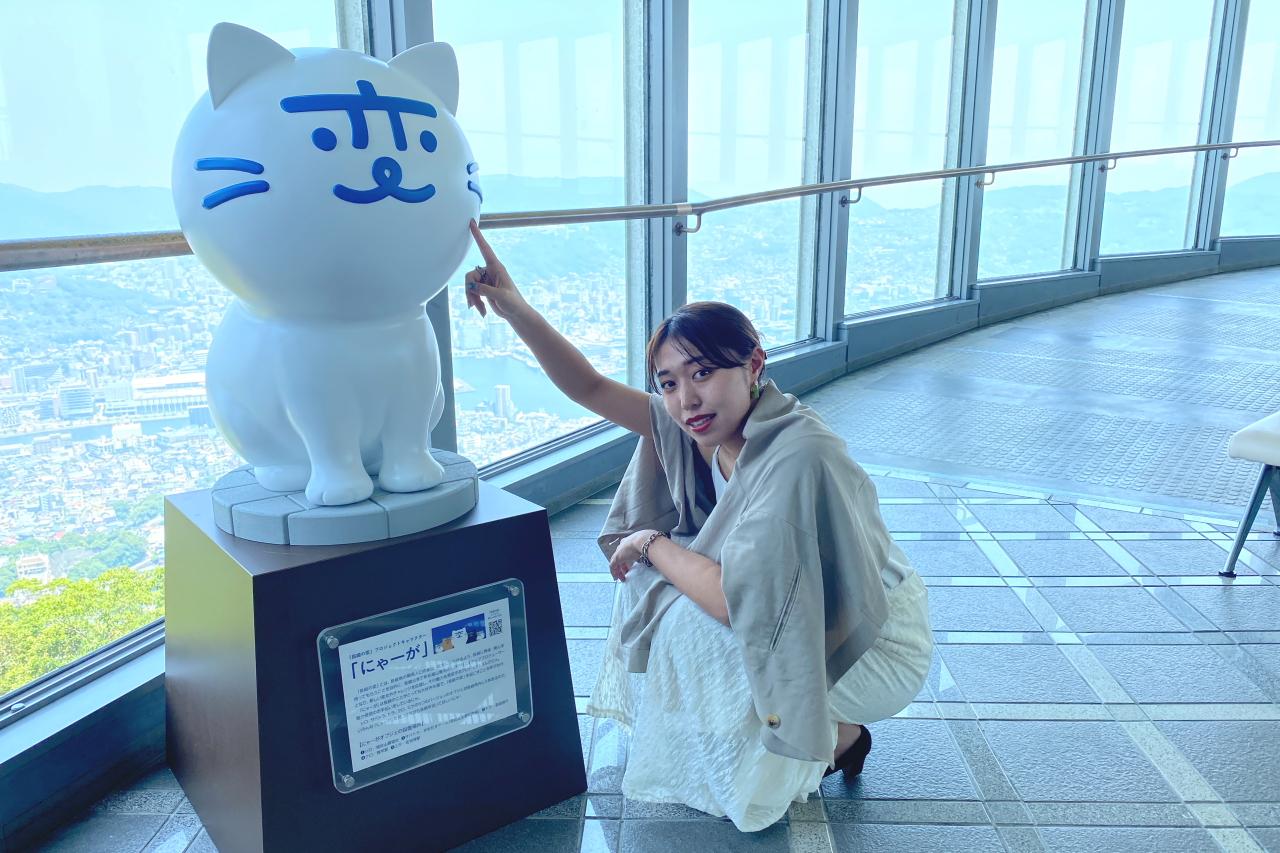 シロにゃーがは、稲佐山山頂展望台入口でお出迎えにゃん！-0