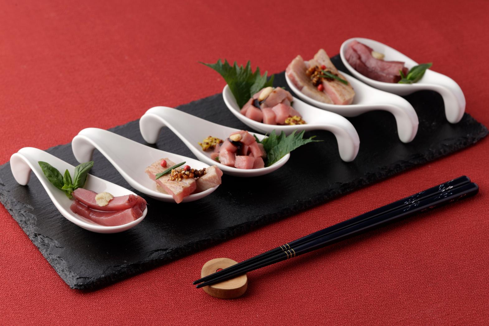 マグロの洋風刺身6点盛り-1
